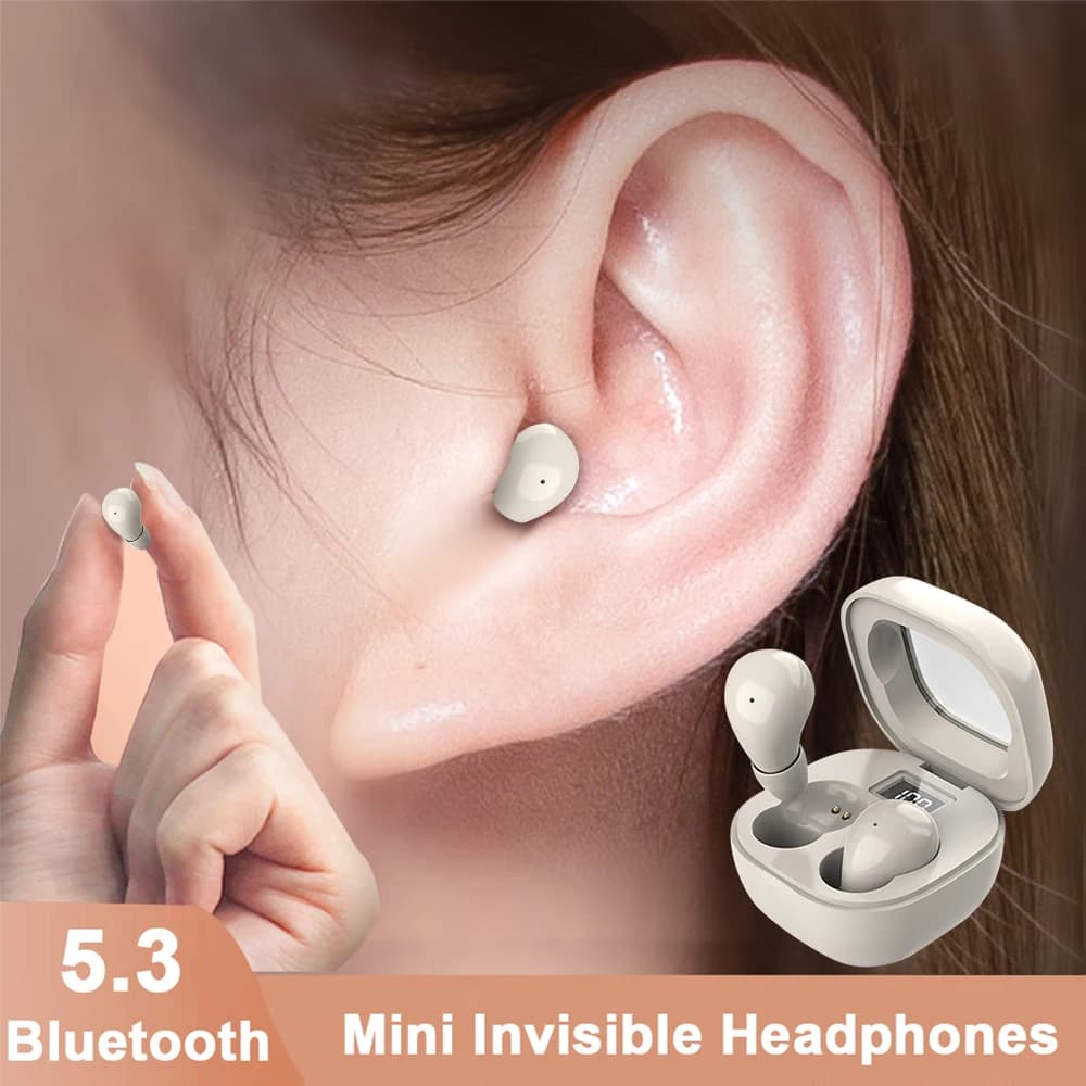 Auricolari invisibili per il sonno Mini cuffie nascoste nell'orecchio IPX5 Auricolari Bluetooth wireless impermeabili con microfono Cuffie musicali HIFI