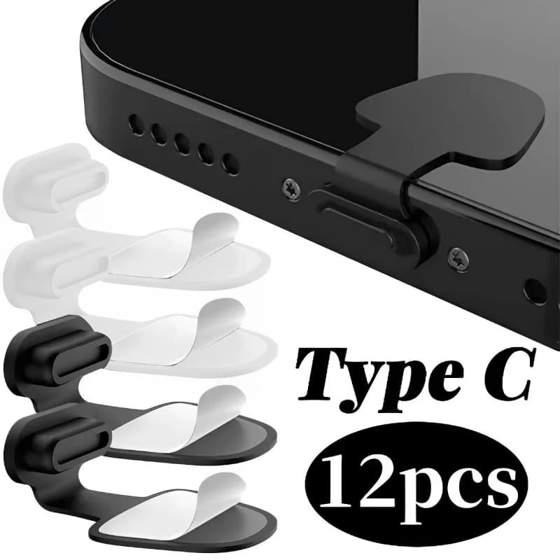 12-2 pezzi USB C Tappi antipolvere anti-smarrimento Tipo C Copri porta di ricarica per Iphone 15 Pro Max 15 Plus Xiaomi Samsung Tappo antipolvere Tappi antipolvere