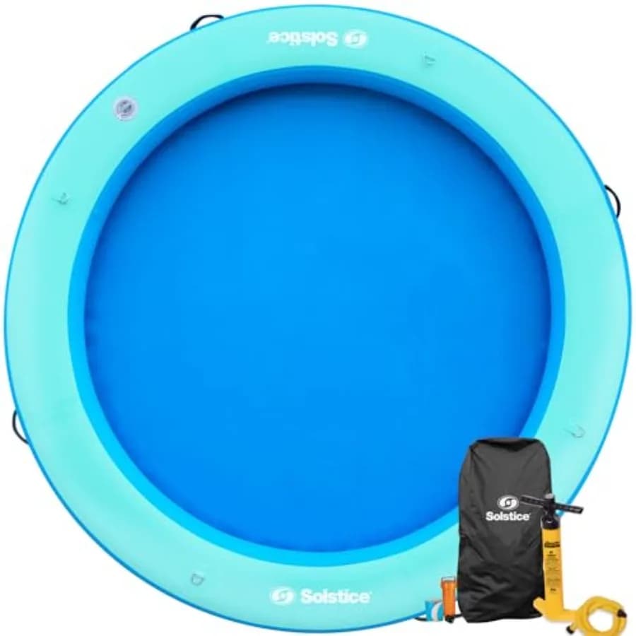 Piattaforma Galleggiante Gonfiabile Circolare a Rete per 6 Persone, 8 Piedi - Design Rotondo per Laghi e Fiumi