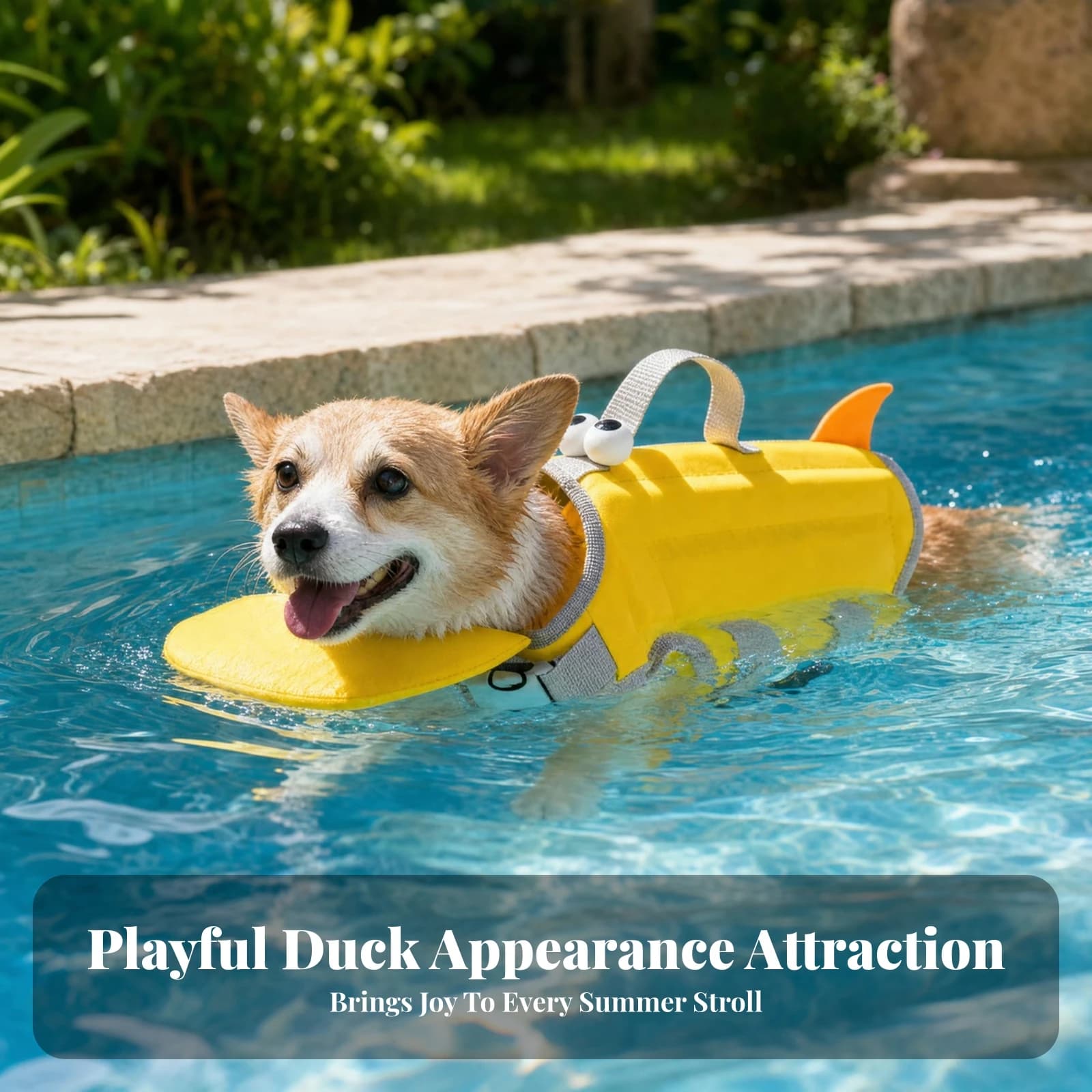 Dog Swimming Life Vest Carry Handle Dog Swim Vest Pet Safety Gear Yellow Gray Trim