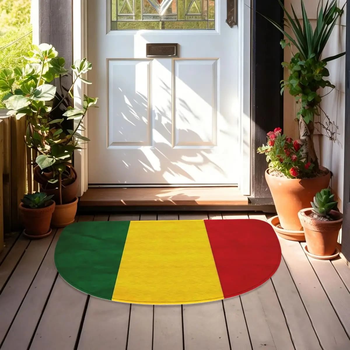 Jamaican Reggae Rasta Lion Jamaica Flag Soft Flannel Half Round Doormat Non Slip Bathroom Mat Absorbent Floor Carpet