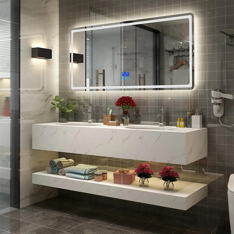 Smart MirrorSmart LED Illuminated Touch Switch Bath Mirror Aluminum Alloy Frame Glass Lenses Salon Bathroom Living Room Apartmen