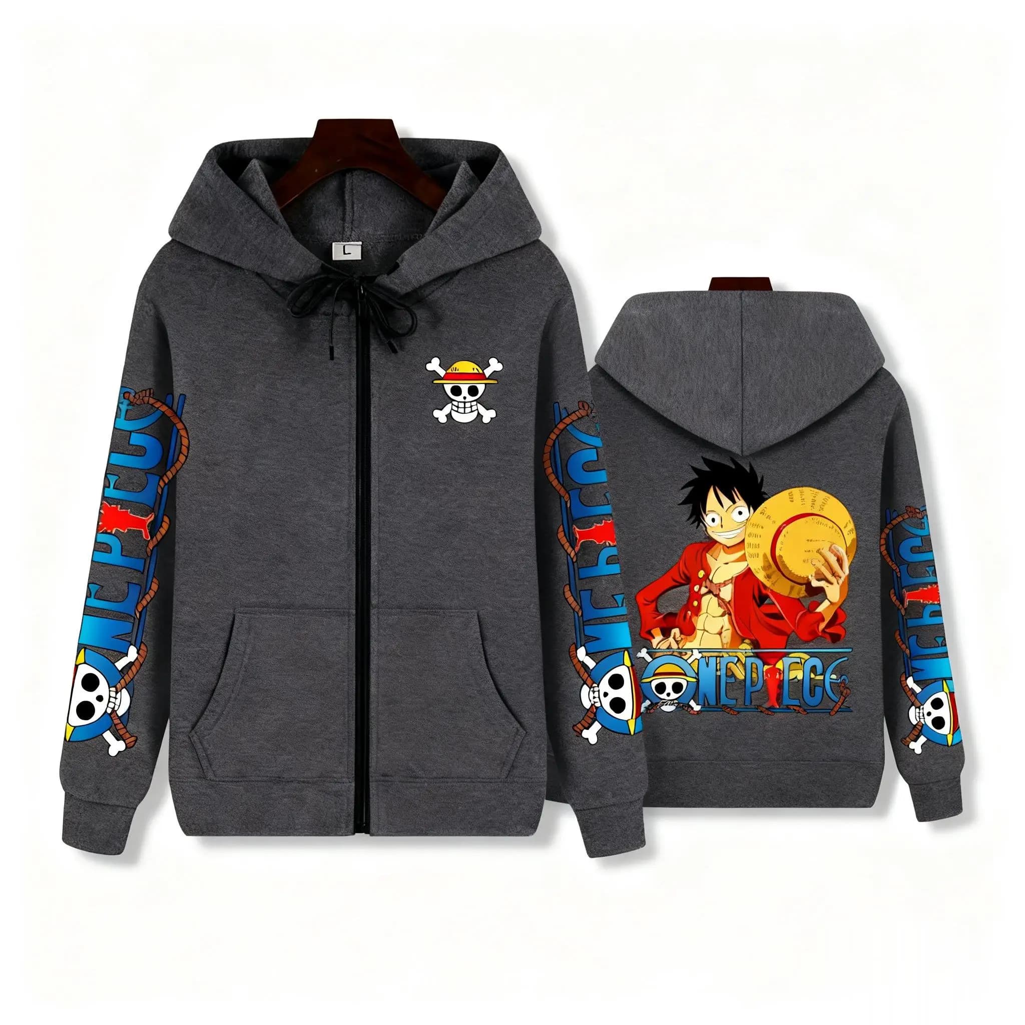 One Piece Rufy Anime Zip Up Felpa con cappuccio Pullover da uomo Casual Streetwear Y2k Autunno Inverno Tomioka Giacca a maniche lunghe con stampa grafica