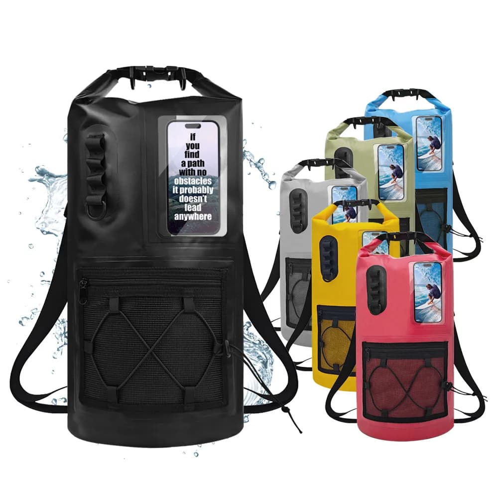 Borsa Impermeabile con Chiusura a Rotolo 20L/30L con Finestra per Telefono, Borsa da Spiaggia, Zaino per Escursionismo, Nautica, Campeggio e Nuoto