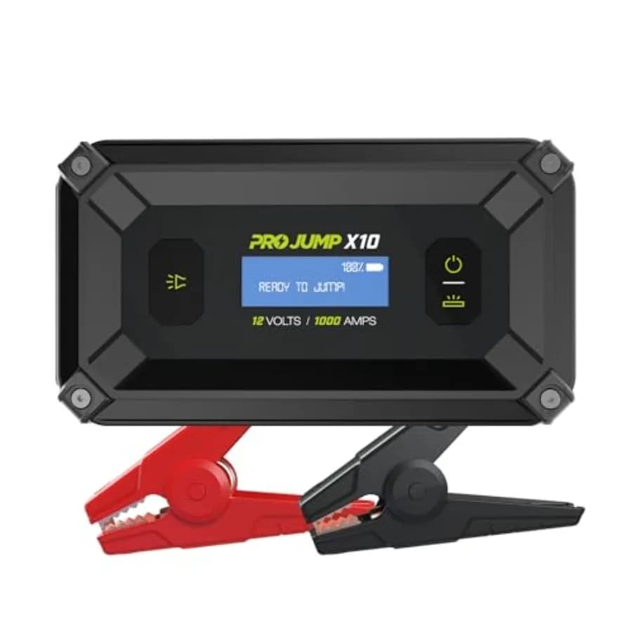 Avviatore d'Emergenza per Auto X10 1000A Peak con Tecnologia Cross Jump, Power Bank Portatile da 10000mAh con Schermo LCD per Motori a Benzina fino a 6.0L e 3.0L
