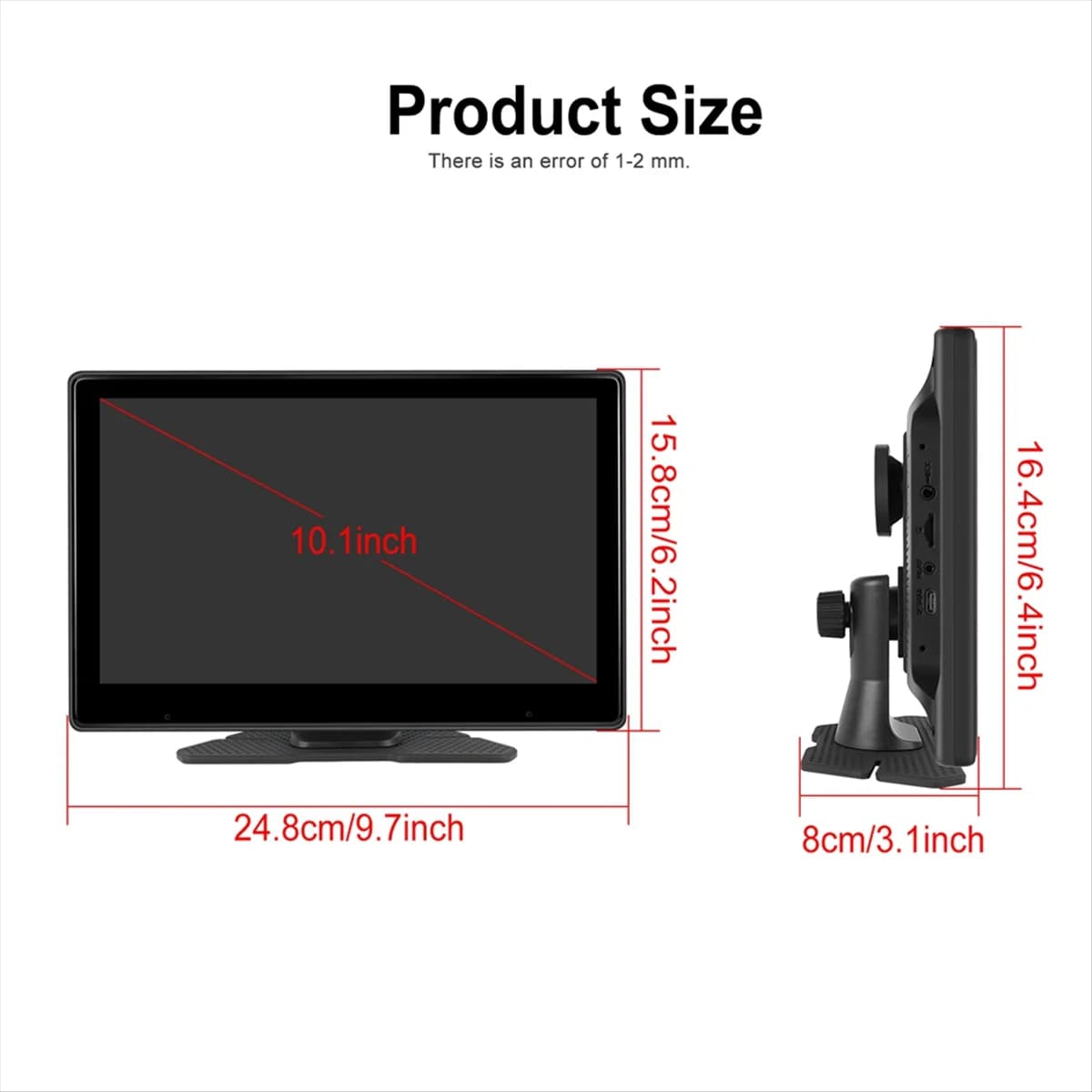 M85K Touch Screen da 10.1 pollici Wireless Carplay e Android Auto Lettore multimediale per auto portatile 4K DVR Dash Cam, senza fotocamera