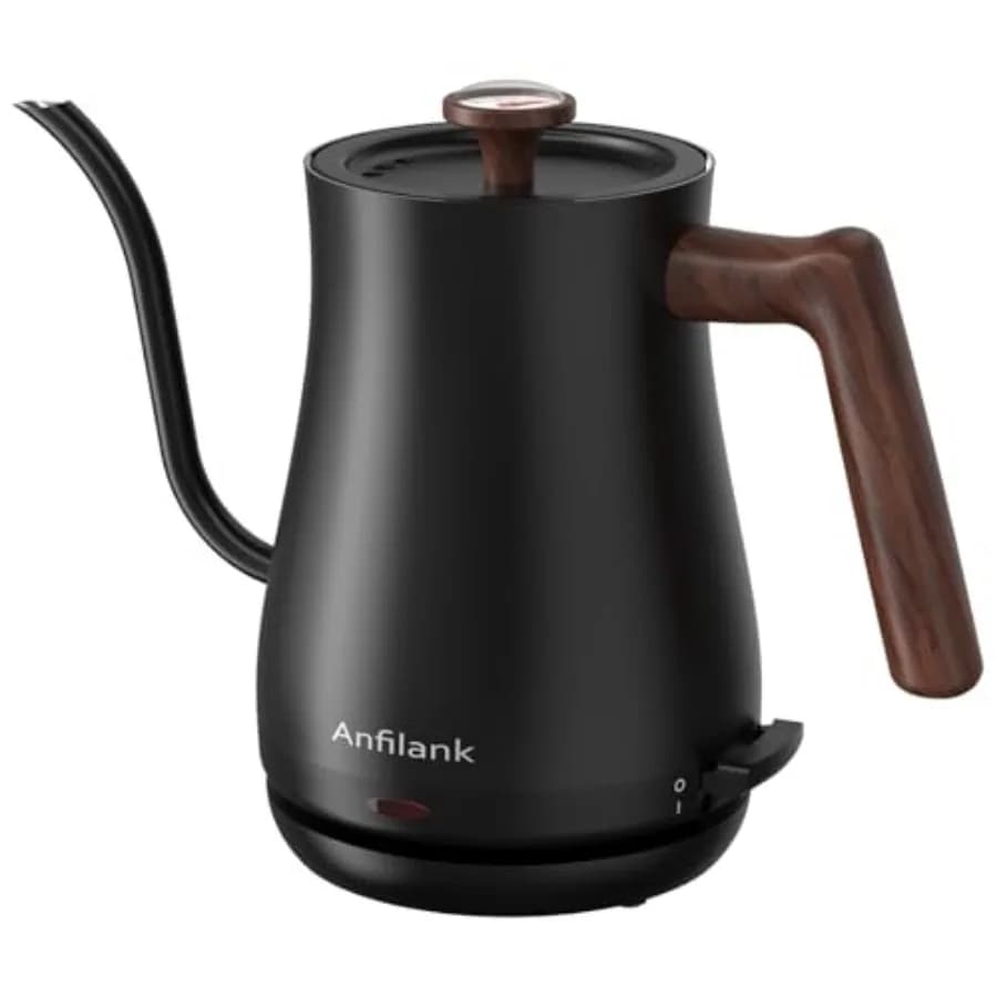 Bollitore Elettrico a Collo d'Oca con Termometro 0.8L, Piccolo Bollitore Elettrico da Tè 1200W, Riscaldamento Rapido e Versamento di Precisione per Caffè e Tè