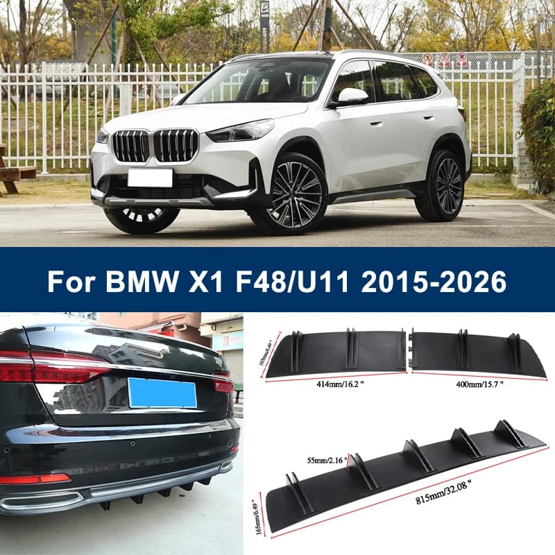 2-Segment Shark Fin Rear Diffuser For BMW X1 F48 U11 2015-2026 2016 2017 Rear Bumper Lip Splitter Chassis Spoiler Tuning Parts