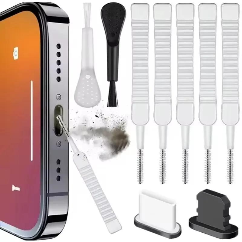 Dust Cover Set for Charging Door with Cleaning Brush for iPhone 15 14 13 17 Pro Max Plus Samsung Xiaomi IOS Type C