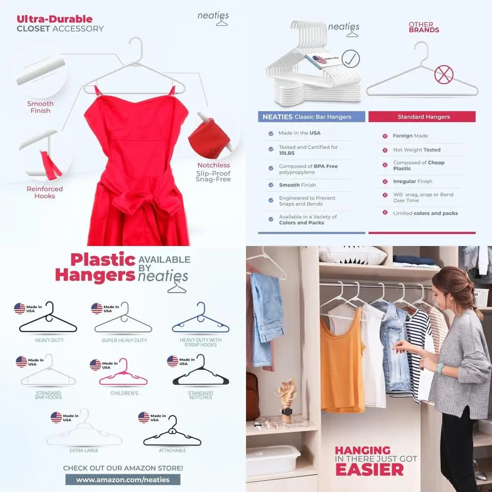 Confezione da 100 appendiabiti in plastica prodotti negli USA per vestiti, abiti, lingerie, camicie, pantaloni - Verde menta