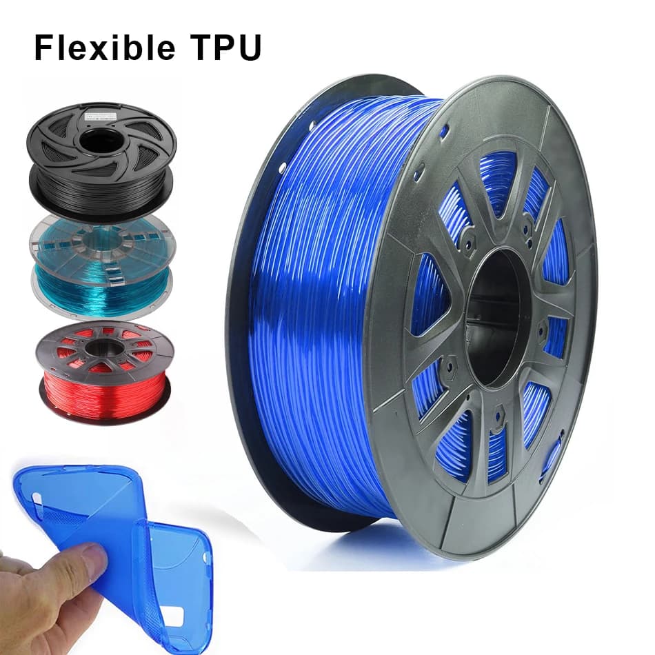 3D Printer TPU Filament Flexible 1.75mm 250G Plastic Filament for Sublimation 95A 3D Printing Materials Black Transparent Red Blue