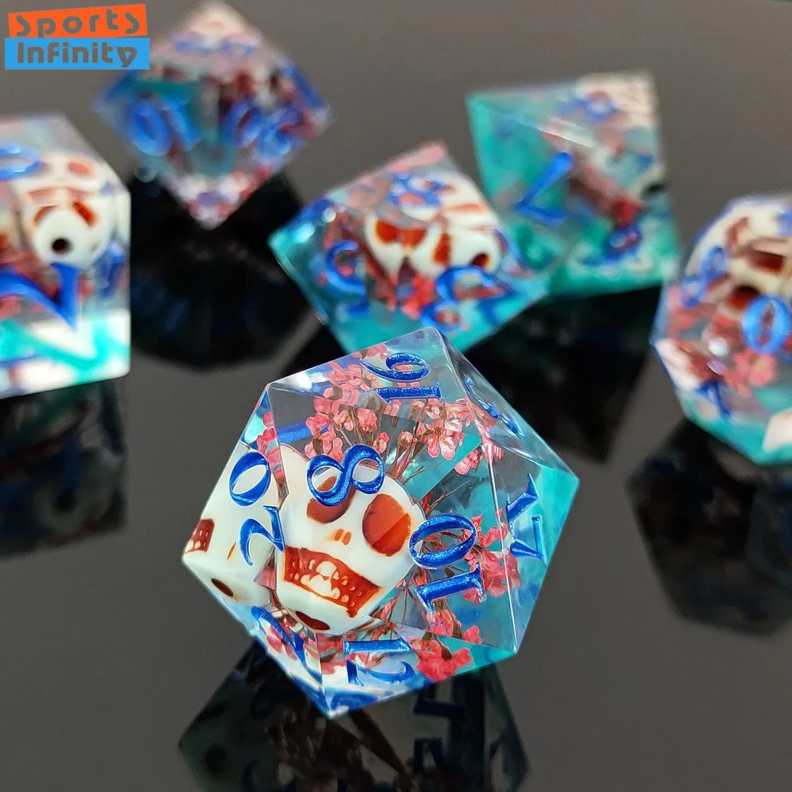 7 pz/set Bellissimi Dadi In Resina Trasparente Poliedrici Dadi Digitali per DND COC Corsa Gruppo TRPG Cthulhu Gioco Da Tavolo Dnd Dice Set