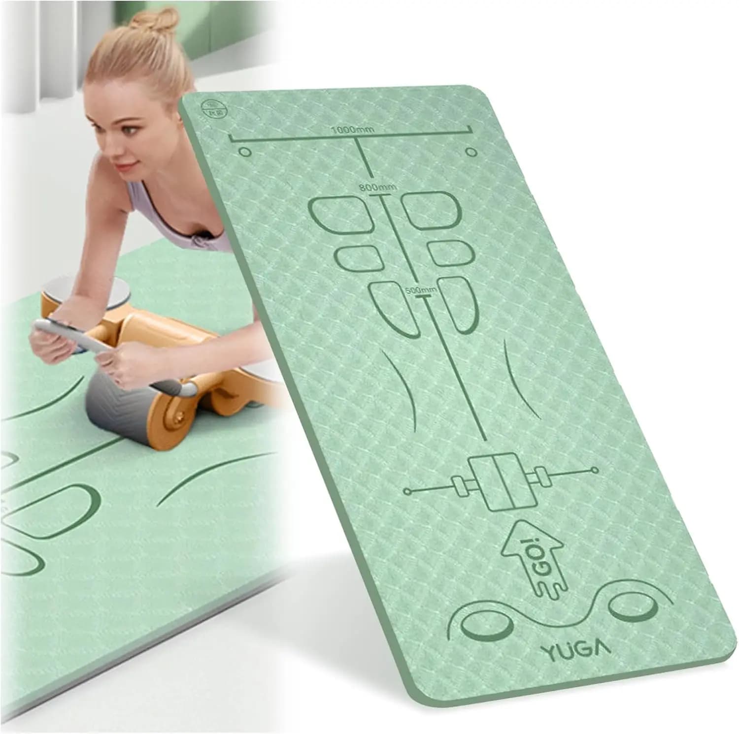 Exercise Equipment Mat for Ab Roller Wheel,Non-Slip Exercise M at 8mm,Long Sound Insulation Knee M at For Abdominal Yoga Floor W