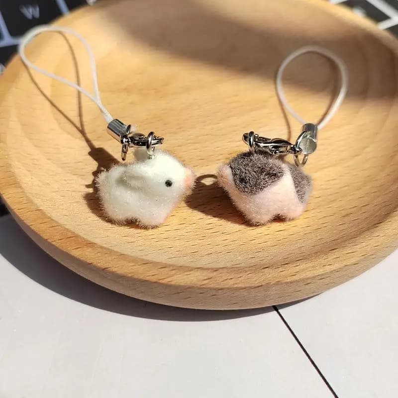 Portachiavi in resina floccata carino mini maiale per regalo di amico soffice adorabile cinghiale animale domestico ciondolo borsa custodia per auricolari cordino per telefono