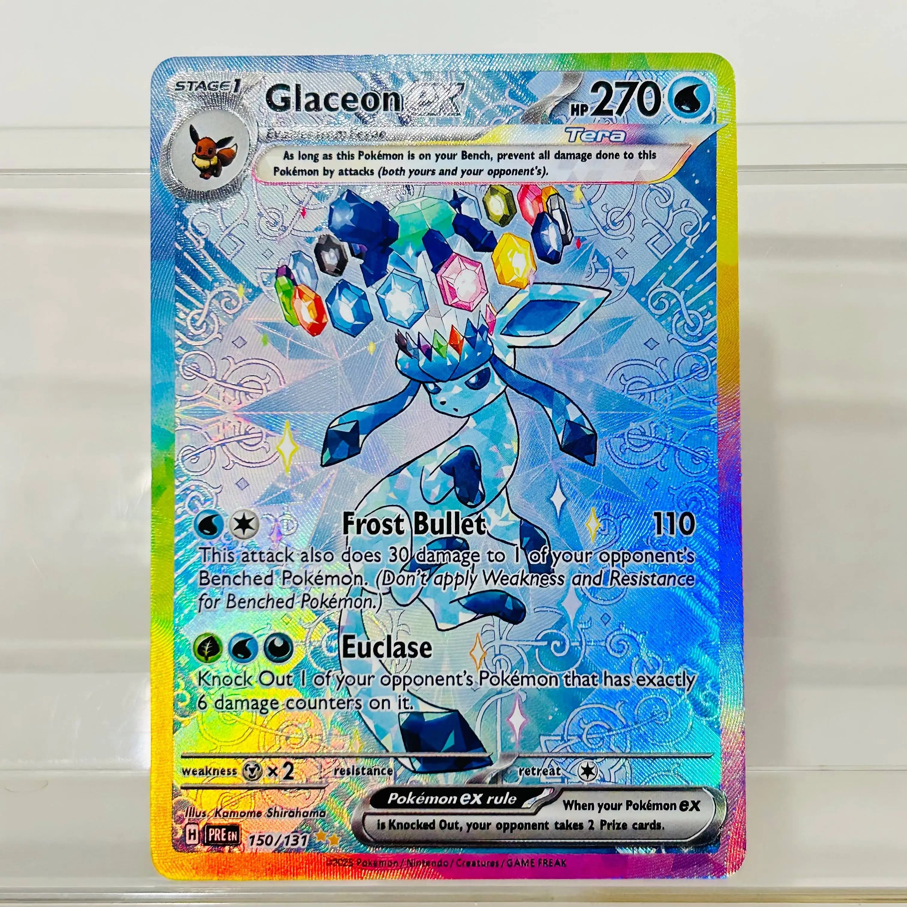 Glaceon ex 150/131 English Version DIY Holographic Texture Card Collectible Grade Premium Anime Collection Card
