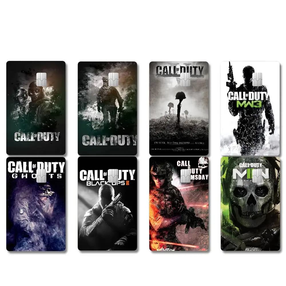 Set di 4 Adesivi per Carte di Credito, Debito e Carte Bancarie con Tema Anime e Cartoni Animati Ispirato al Gioco Classico C-Call Of D-Duty