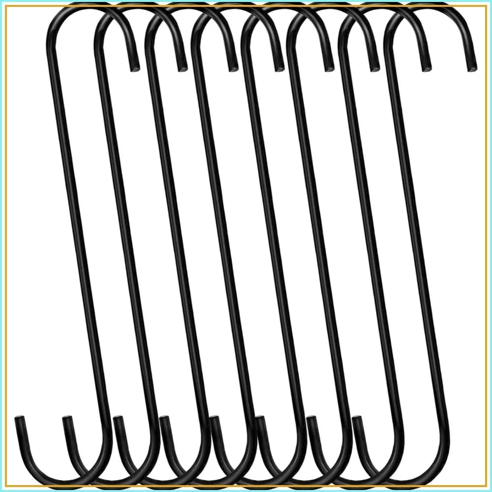 12 inch Extra Large S Hooks Heavy Duty for Hanging Plants, Bird Feeders, Pots, Indoors & Outdoors, 8 Pack