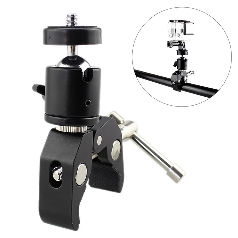 New-1Set CNC Metal Super Clamp With 360° Mini Ball Head Quick Release 1/4 Screw Clip Camera Clamp Bracket Tripod Mount