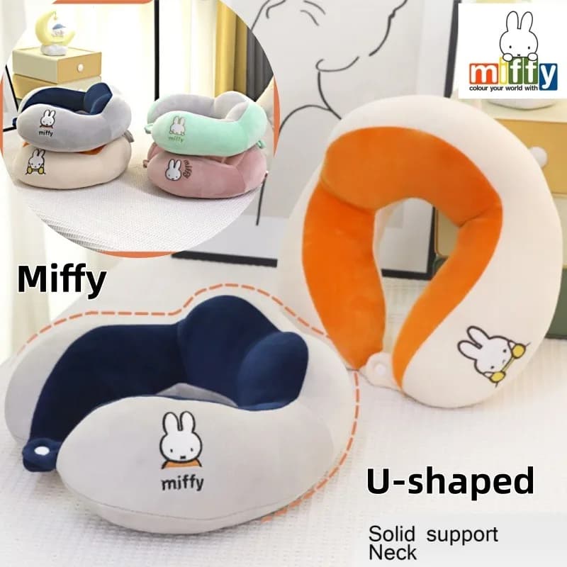 Miffy Cartoon U-Shaped Neck Pillow for Travel, Office Nap & Cervical Support