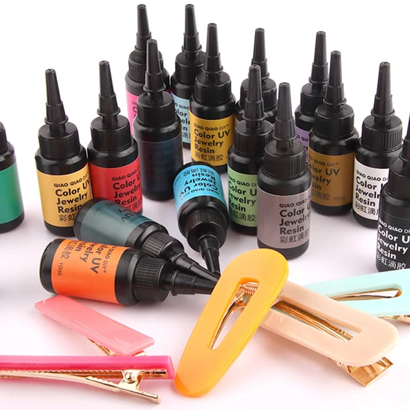 Colla per resina UV dura colorata polimerizzazione ultravioletta cura solare luce solare attivata colla dura cristallina strumenti per la creazione di gioielli fai-da-te