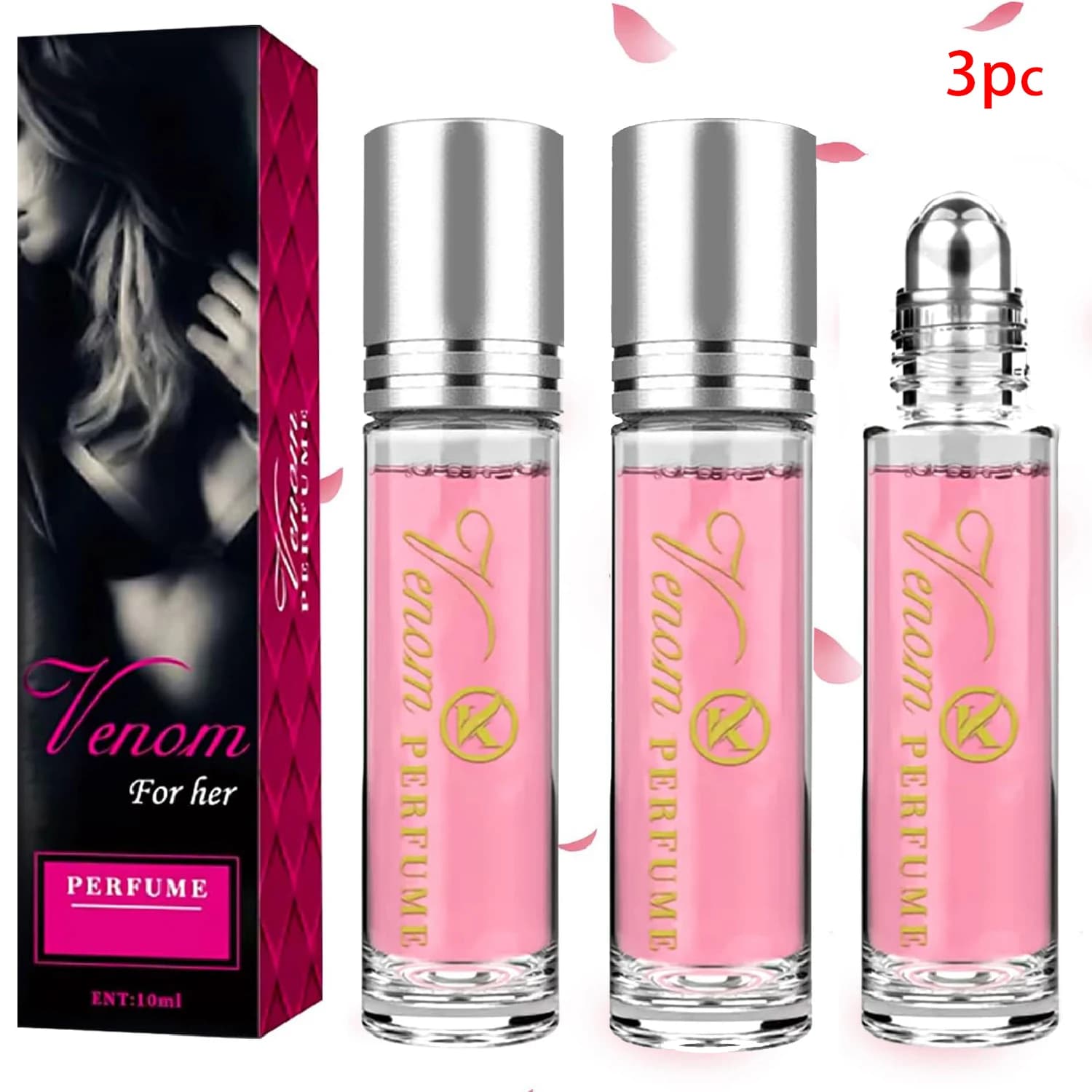 Perfume Rollerball for Women, Woman's Cologne, - 3 PZ - Profumo Portatile di Viaggio, Freschezza Lunga Duration, - 0.34 FL OZ/10 ML
