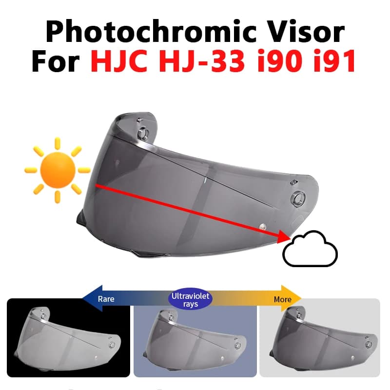 Photochromic visor for HJC HJ-33 i90 i91 Motor Helmet Lens Anti-UV Windproof Motorcycle Helmet Accessories anti fog Fits M-XXL