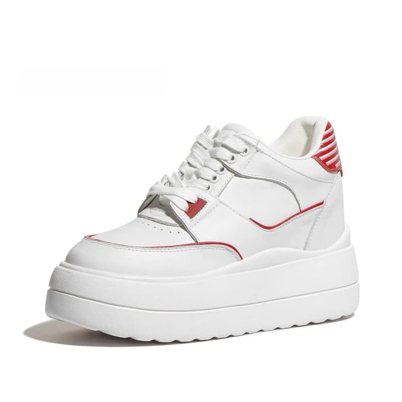13cm Height Increasing Women Shoes Genuine Leather Skate Shoes 2026 Spring New Arriva 11CM Silver Platform Casual Sneakers