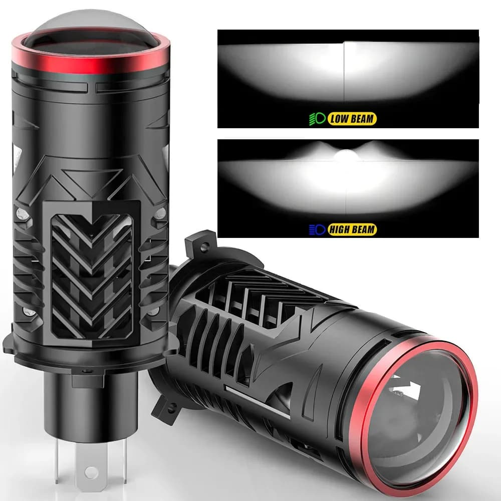 2 Pezzi Lenti LED H4 Mini Bi-LED Proiettore 6000K Lampadine Fari Canbus 9003 HB2 Abbaglianti Anabbaglianti Moto Turbo LHD RHD