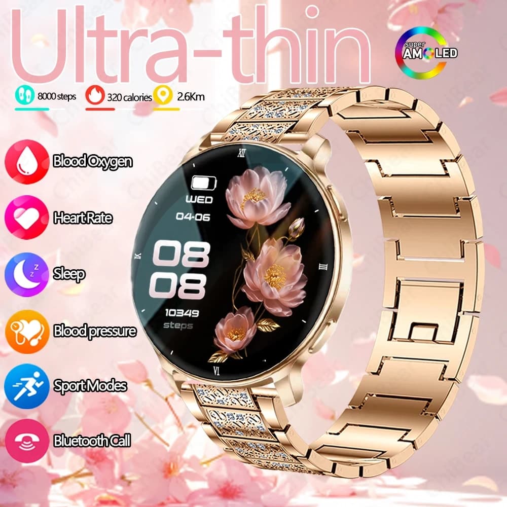 Nuovo Smartwatch Ultra-Sottile da 7,6 mm per Donna 2026 con Monitoraggio Salute, Torcia Esterna, Monitoraggio del Sonno e Chiamate Bluetooth