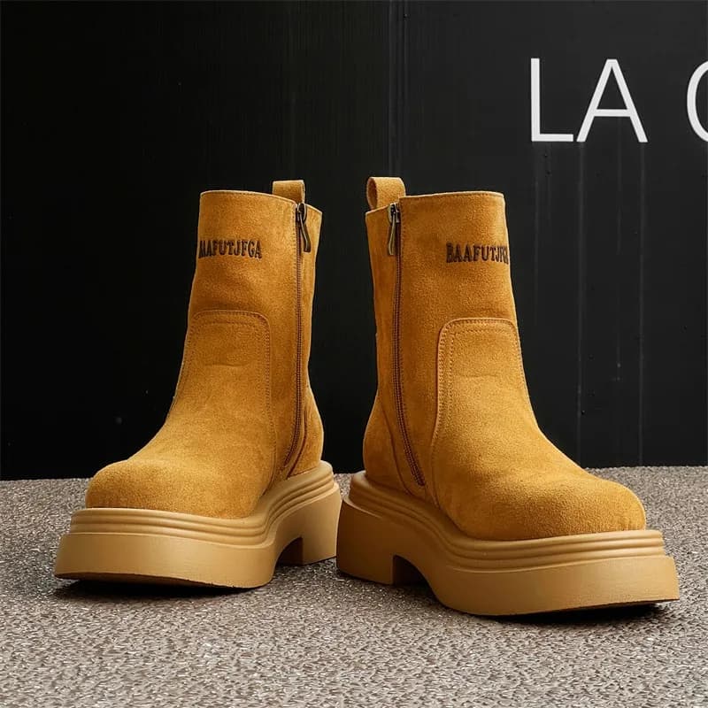Winter Court boots Europe America Retro with Bottom Thickness, Lateral Hinge, Internal rise, Point Larga, Style Couple, High Range