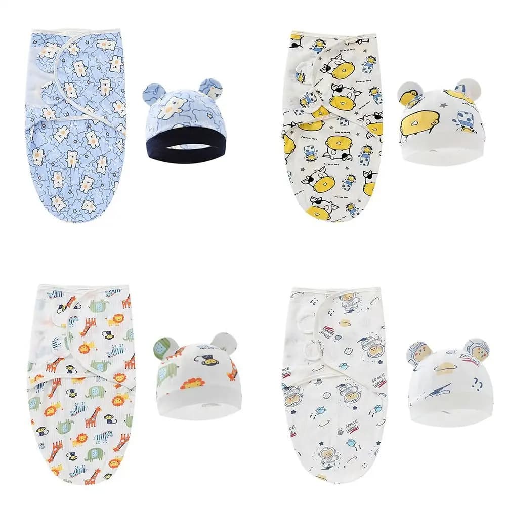 Accessories Blanket Newborn Sleeping Bag Swaddle Wrap Hat Set Cotton