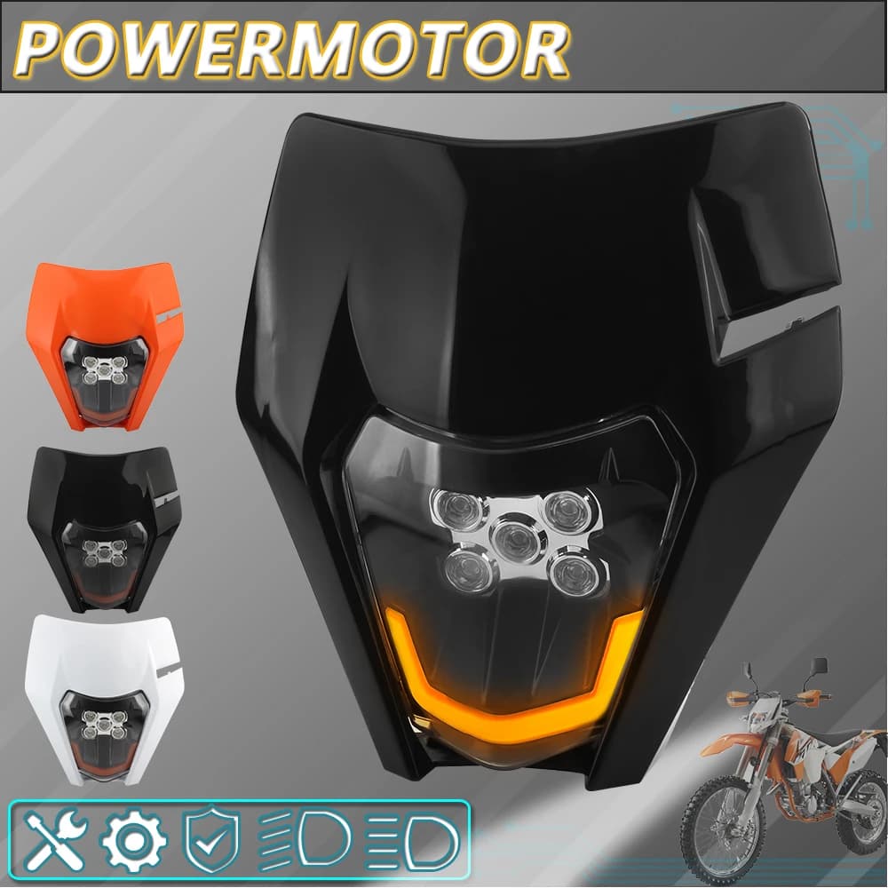 Accessori per piastra faro a LED per moto per KTM EXC SX MX 250 300 450 Carenatura Motocross Dirt Bike Supermoto Faro Enduro
