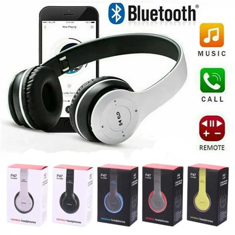 Wireless P47 bluetooth headphones with headphone microphone with noise cancellation audio Stereo sports game headphones supports PC