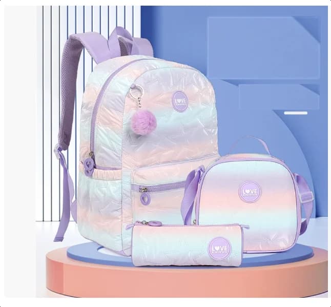 Zaino Scolastico Carino per Ragazze, Zaini per Bambine dai 8-10 Anni con Set Porta Pranzo, Zaino da Viaggio per Scuola Elementare