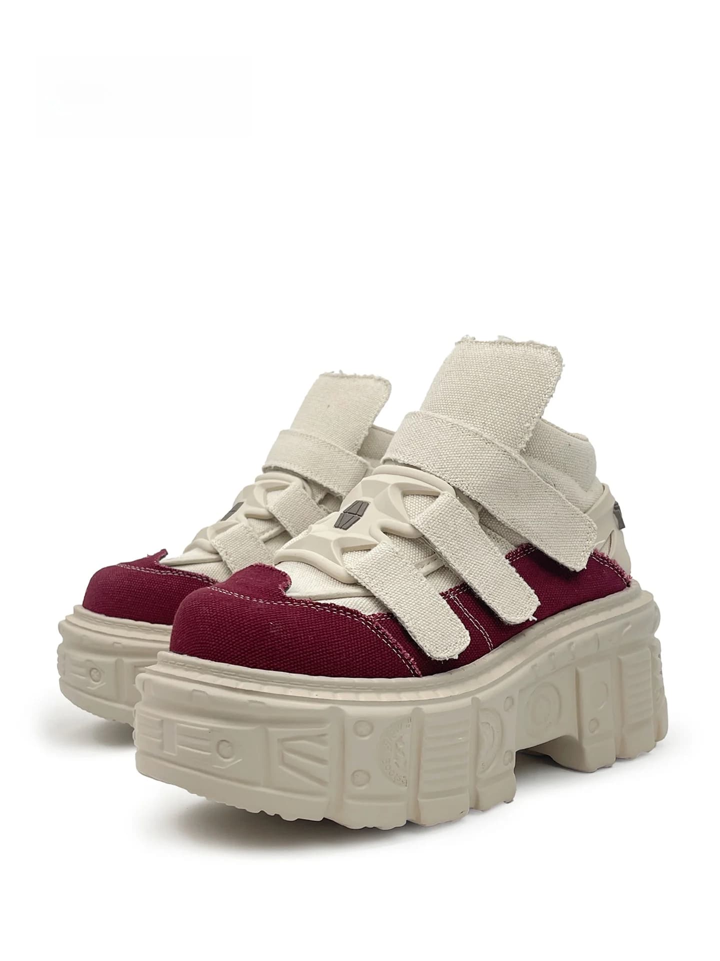 Scarpe Unisex MibVias Retro in Tela con Plateau, Traspiranti, Stile Punk, Suola Spessa in Gomma Resistente, Sneakers con Punta Rotonda