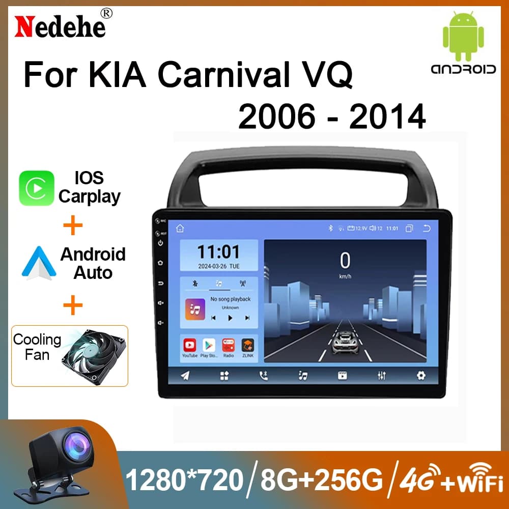 2Din Android 14 Autoradio Lettore Video Multimediale Per KIA Carnival VQ 2006 - 2014 Carplay Navigazione GPS Unità di Testa Stereo 4G DSP