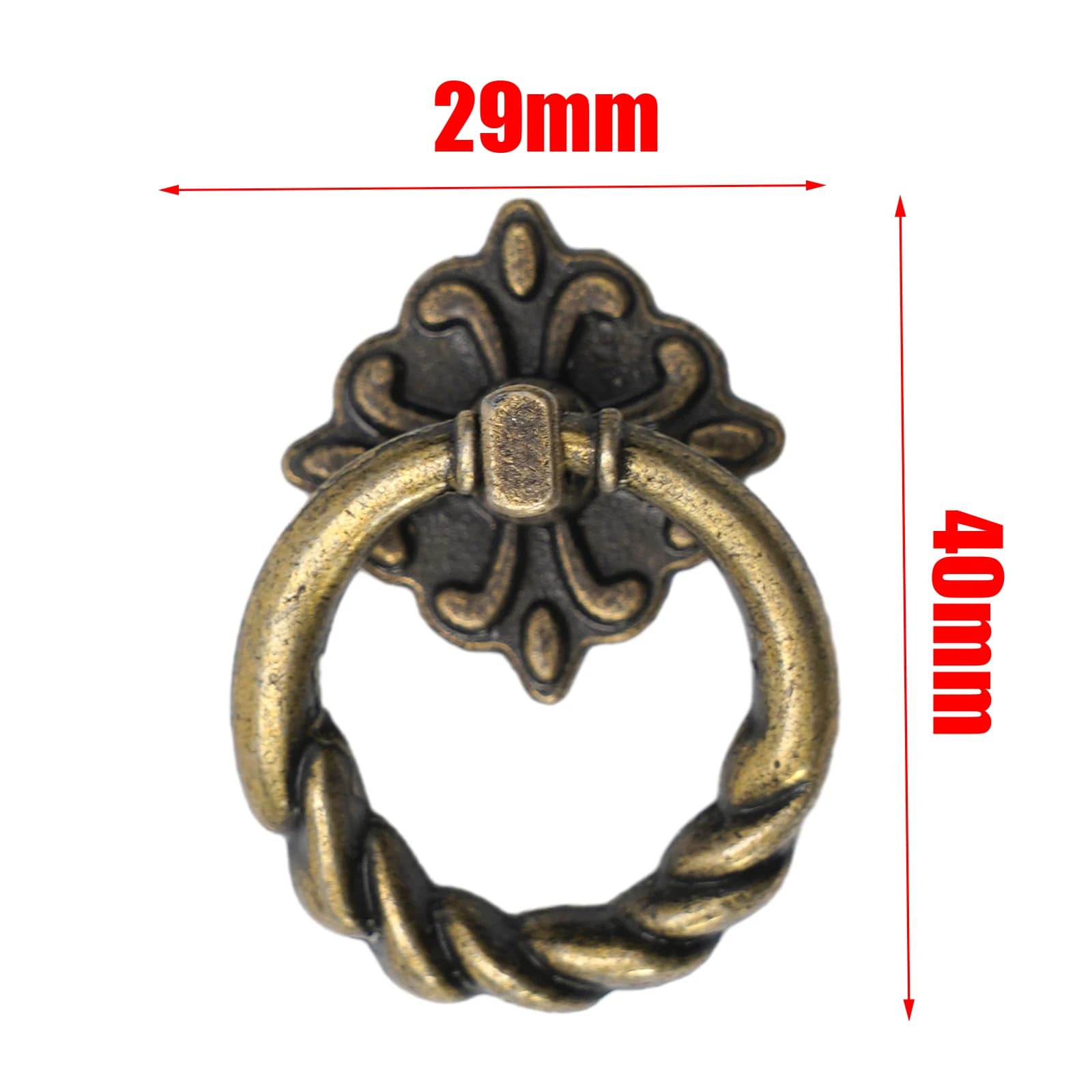 6 maniglie vintage in lega di zinco con anello a goccia per cassetti, ante e armadi, adatte per la cucina