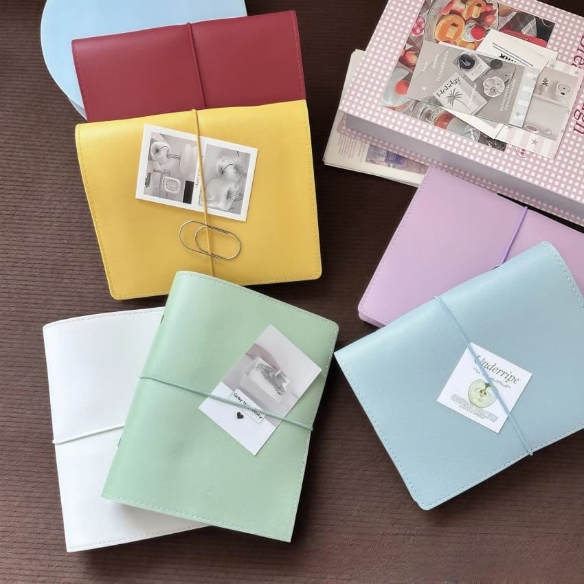A6 Pu Leather Binder 6 Ring Binder With 45 Sheets PU Clip-on Notebook Faux leather Loose Leaf Notebook Journal