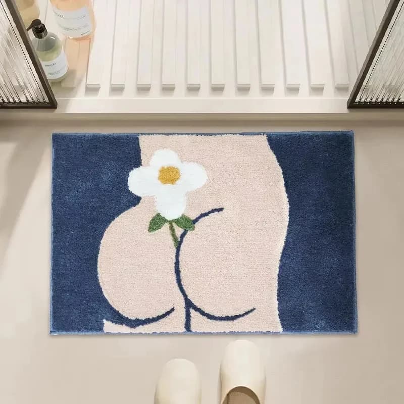 VIKAMA Cartoon Fish Soft Plush Rug, Non-Slip Absorbent Mat For Bathroom Hallway Bedside