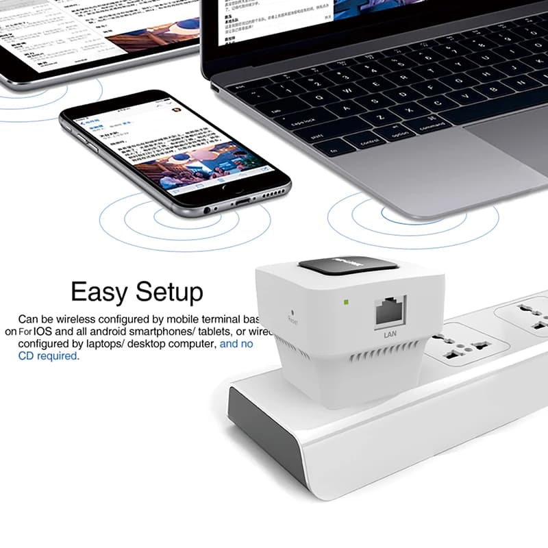 PIX-LINK 300Mbps WiFi Extender Repeater/Router/AP HDMI Dongle Display Adapter Wireless Signal Booster for Home, Plug and Play