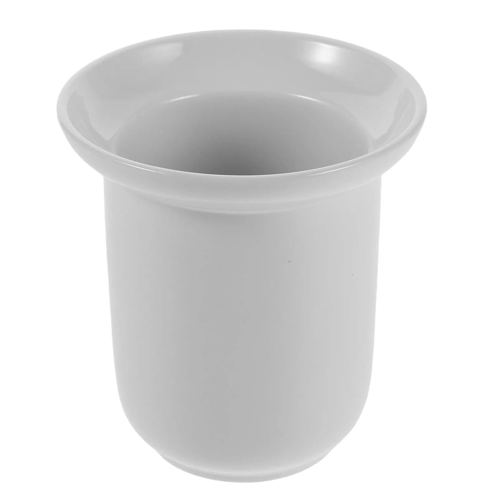 Portascopino WC in Ceramica Bianca, Contenitore per Spazzola da Bagno Salvaspazio, Organizer Angolare Elegante e Moderno per la Pulizia del WC