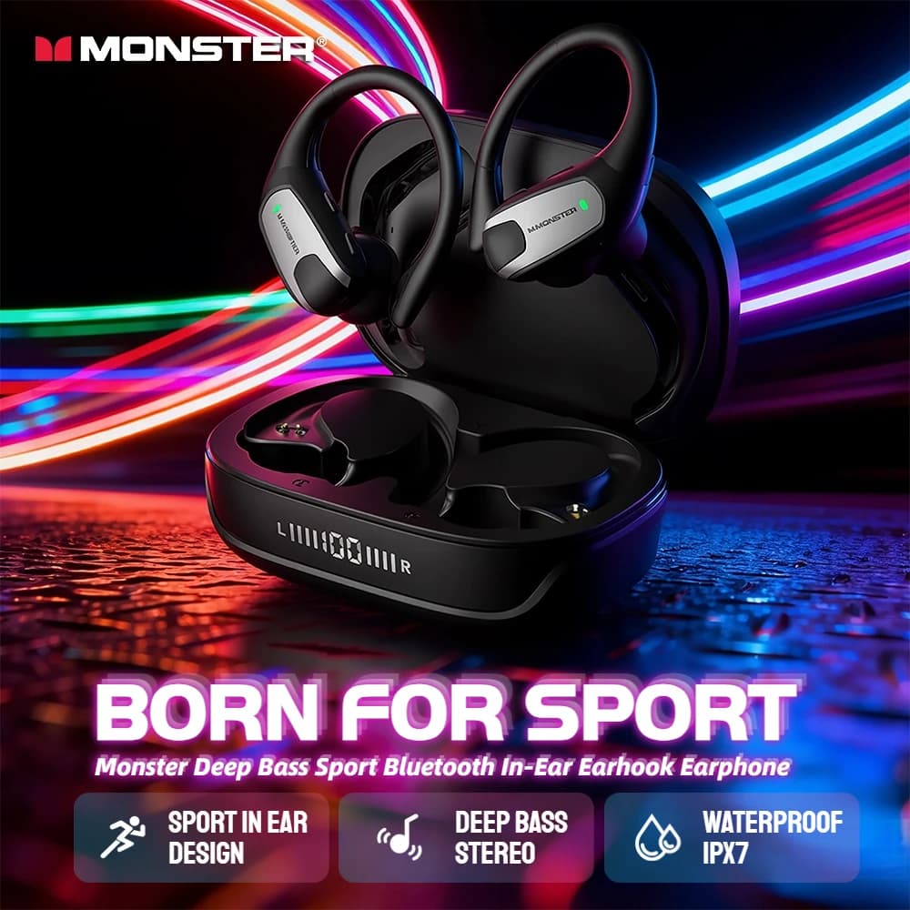 Monster In-Ear Conduzione aerea Sport Cuffia wireless OWS Auricolari Bluetooth 5.3 IPX7 Auricolare Bluetooth sportivo impermeabile