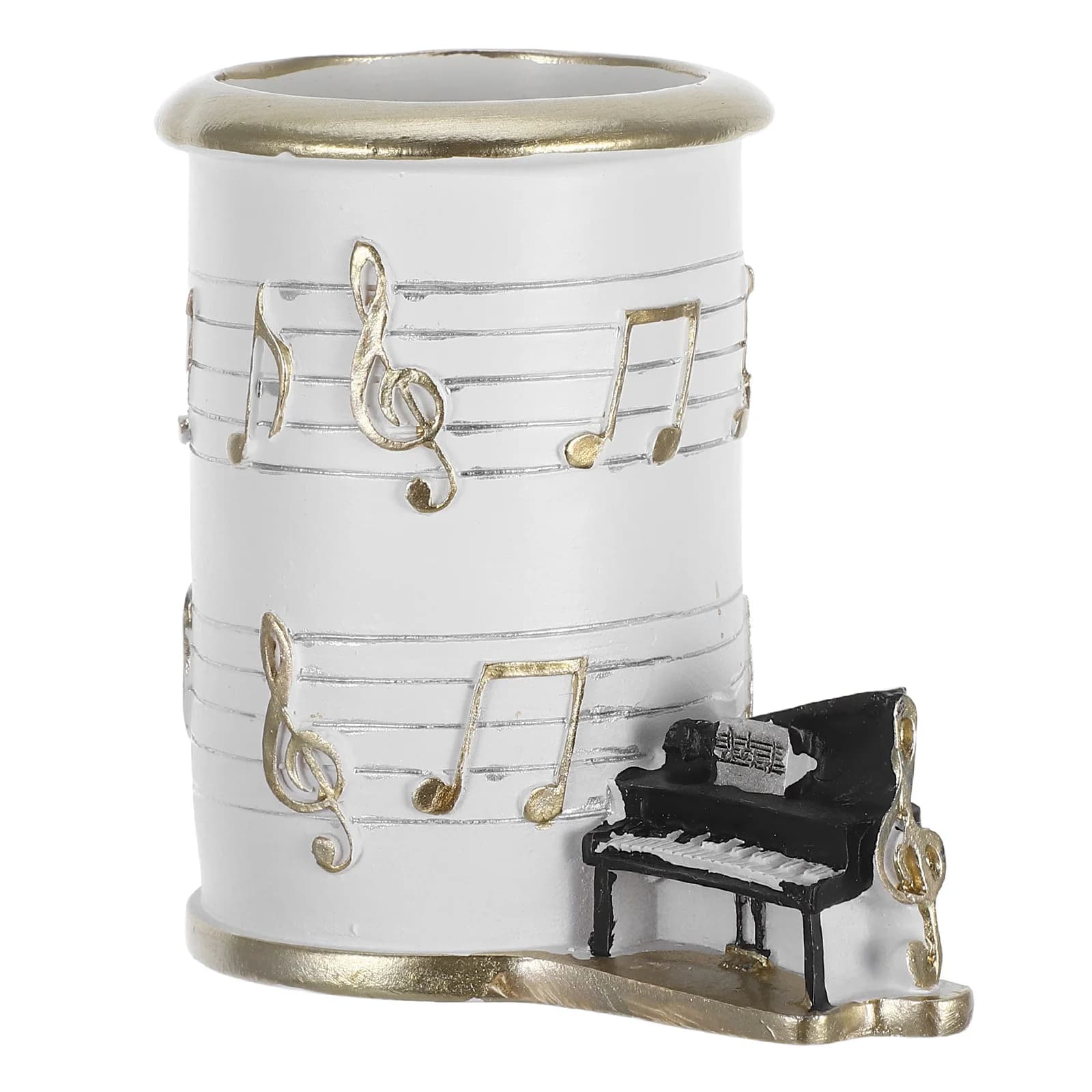 Portapenne in Resina a Forma di Pianoforte, Contenitore Multiuso per Pennelli da Trucco, Organizzatore da Scrivania, Porta Pennelli in Resina