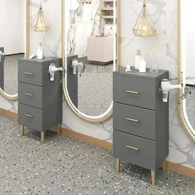 Carrello Carrello portaoggetti Beauty 2 cassetti per salone Stazione per parrucchiere Armadietto per stilista con supporto per asciugatrice Werkzeugwagen Attrezzatura per stilista
