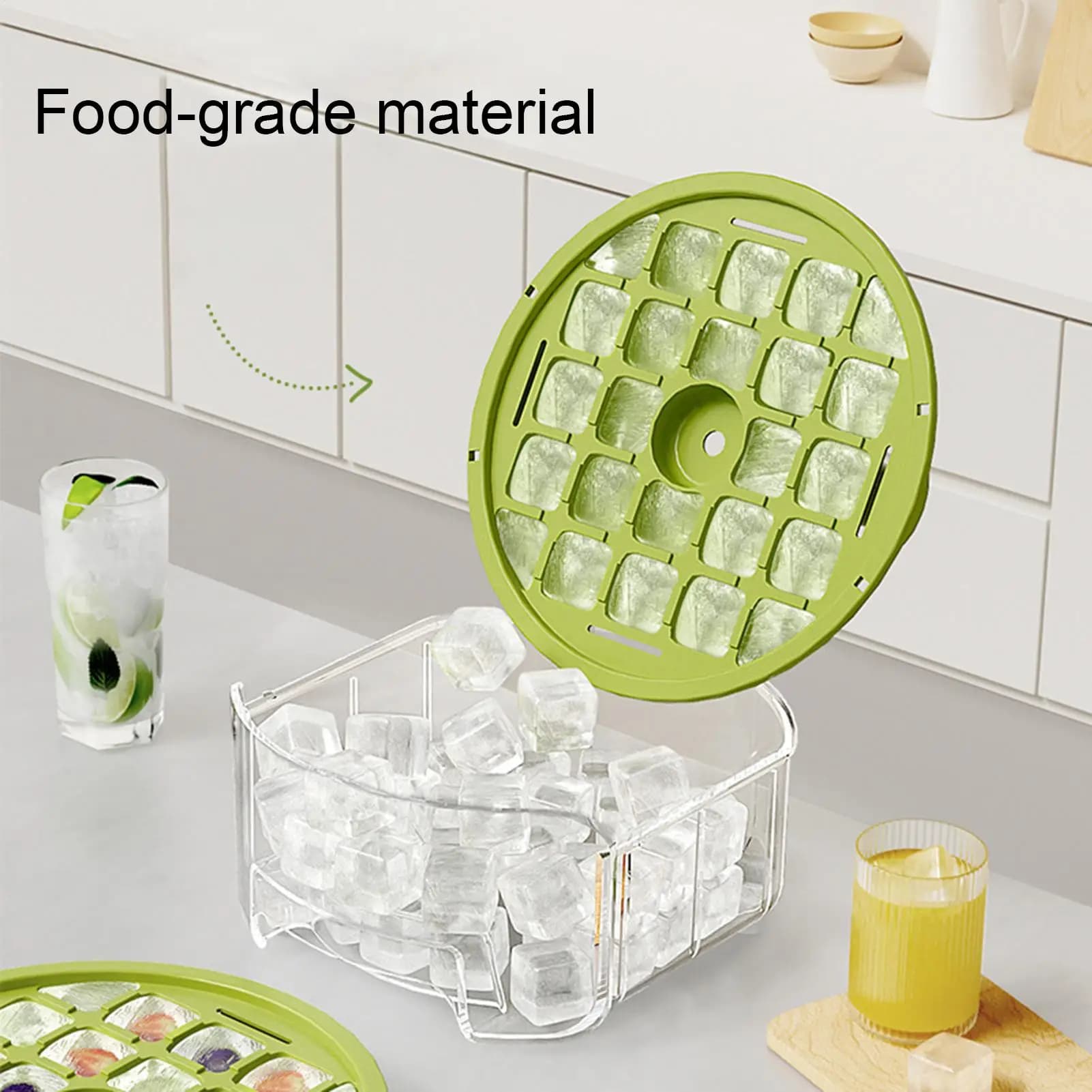 Vassoio per congelatore di ghiaccio Cubo di raffreddamento a doppio strato Creazione di stampi Design a pressa Strumento per la produzione di ghiaccio per cucina Campeggio Picnic Raccolta