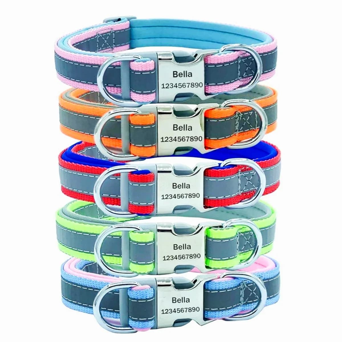 Collare per cani personalizzato riflettente regolabile Collari identificativi personalizzati con incisione gratuita Collare per cuccioli durevole per cani di taglia piccola, media e grande