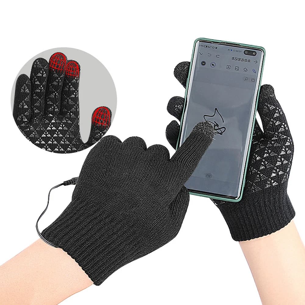 Guanti Riscaldati Elettrici Touch Screen, Guanti in Maglia Termici per Ciclismo, Sci, Escursionismo e Camminata
