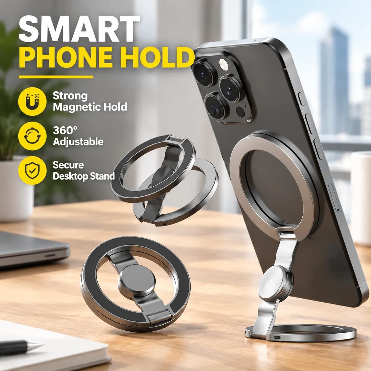 Magsafe Dual Ring Magnetic Phone Holder Fidget Spinner Finger Ring Stand Desktop Support Bracket