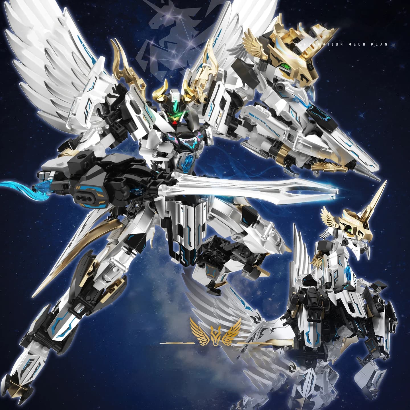 JAKI Mecha Pegasus Blocchi da Costruzione 2-in-1, Modello Robot Trasformabile, Giocattolo STEM Fai-da-Te, Decorazione da Scrivania, Regalo per Ragazzi, Bambini e Adulti