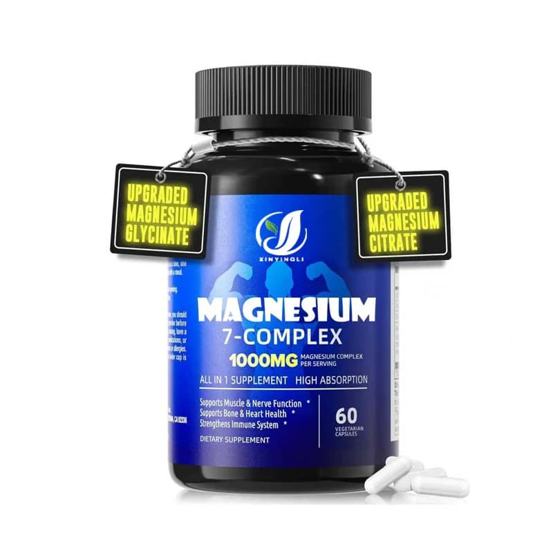 Integratore di Magnesio 7 Complessi con Glicina Avanzata, Acido Malico Chelato, Taurina, Contenente Zinco e Vitamina D3 per il Sollievo Muscolare